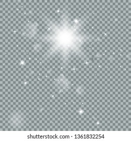 Transparent Glow light effect. Star burst with sparkles