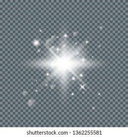 Transparent Glow light effect. Star burst with sparkles