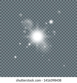 Transparent Glow light effect. Star burst with sparkles