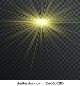 Transparent glow light effect. Star burst with sparkles.