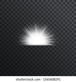 Transparent glow light effect. Star burst with sparkles.