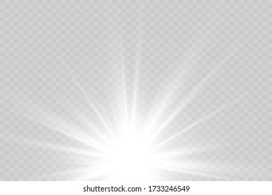 Transparent glow light effect. Star burst with sparkles. 