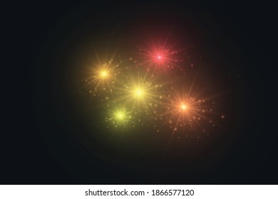Transparent glow light effect. Star burst with sparkles.Firework