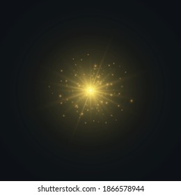 Transparent glow light effect. Star burst with sparkles.