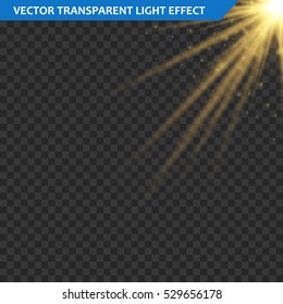 Transparent glow light effect. Star burst with sparkles. Gold glitter