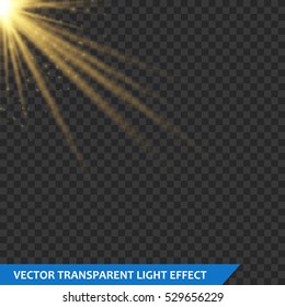 Transparent glow light effect. Star burst with sparkles. Gold glitter