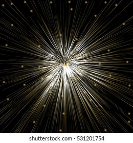 Transparent glow light effect. Star burst with sparkles. Gold glitter.