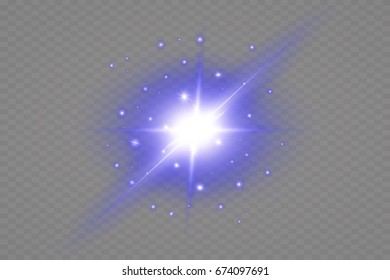 Transparent Glow light effect. Star burst with sparkles