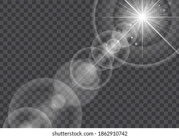 Transparent glow light effect. The stars are twinkling. Vector data. 