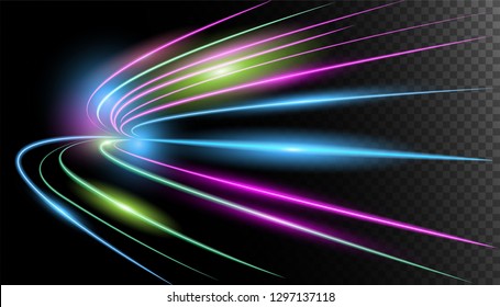 Transparent glow light effect.Neon  glowing wave.Light with energy and motion  design for technology  background 