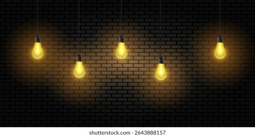 Transparent glowing garland.Yellow glowing lights for greeting card design. Garlands, Christmas decorations.On transparent background.