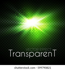 Transparent Glowing Light Effect. Green Explosion. Flash Power. Fireworks. Vector illustration 