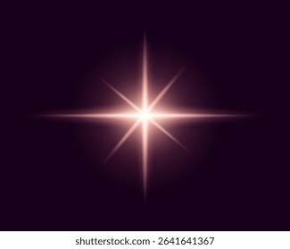 Transparent glowing star light effect, lens flare template. Vector illustration