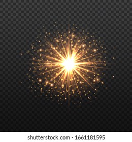 Transparent Golden Glow light effect. Copper lights effects. Sparkle and glitter. Vector illustration.