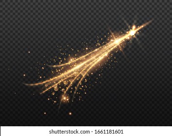 Transparent Golden Glow light effect. Copper lights effects. Sparkle and glitter. Vector illustration.