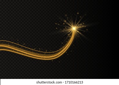 Transparent Golden Glow light effect. Copper lights effects. Sparkle and glitter. Vector illustration.