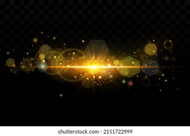 Transparenter Goldener Lichteffekt. Sternensturm mit Funkeln