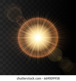 Transparent Golden Glow light effect. Vector Illustration