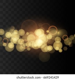 Transparent Golden Glow light effect. Vector Illustration