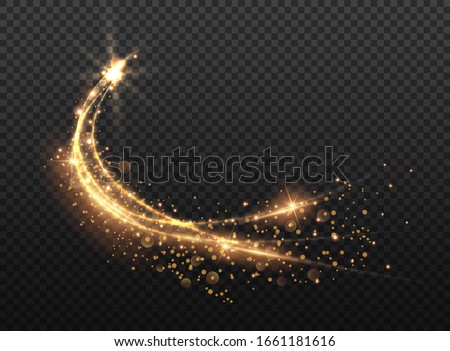 Transparent Golden Glow light effect. Copper lights effects. Sparkle and glitter. Vector illustration.