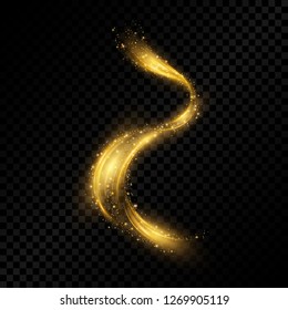 Transparent golden light effect isolated on dark background