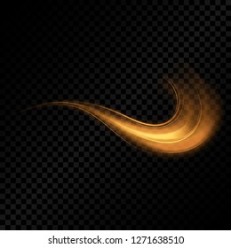 Transparent golden light effect isolated on dark background
