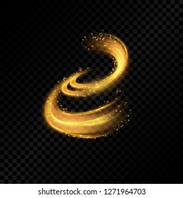 Transparent golden light effect isolated on dark background