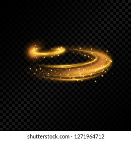 Transparent golden light effect isolated on dark background