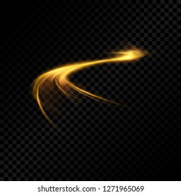 Transparent golden light effect isolated on dark background