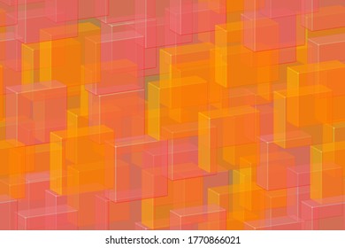 Transparent Golden Tiles Seamless Pattern, 3D Illustration