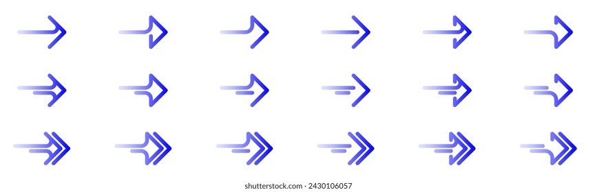 Ilustración de conjunto de iconos de flechas de color de degradado transparente