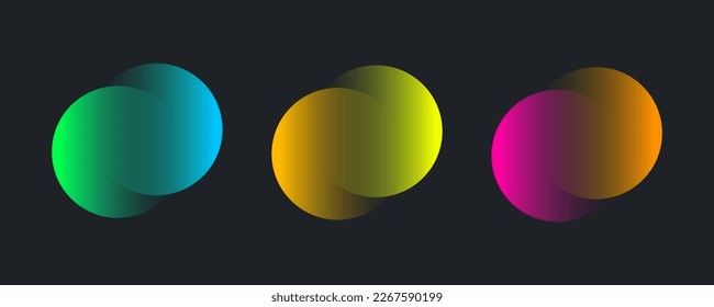 Transparent gradient graphic design element, abstract circles. Connected round shapes for corporate identity. Company logo. Abstract transparent symbol of connected circles