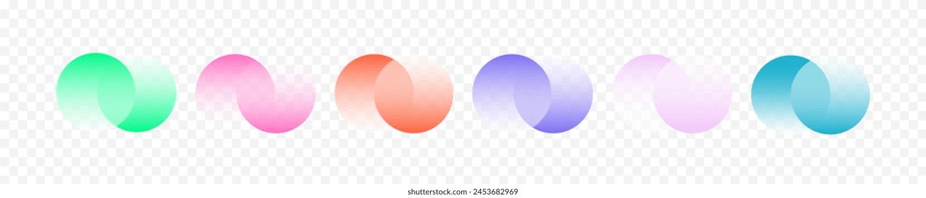 Transparent graphic design circles element . Connected round shapes. Company logo. Vector
