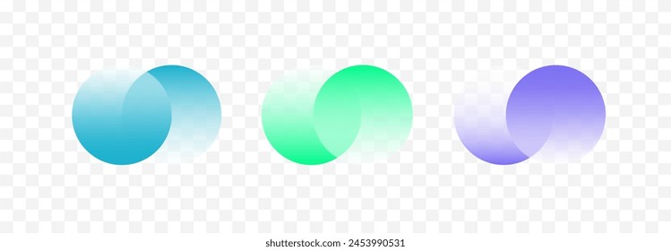 Transparent graphic design circles element . Connected round shapes. Company logo. Vector