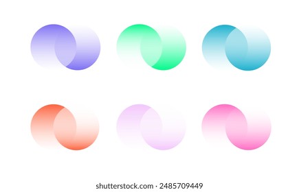 Transparent graphic design circles element . Connected round shapes. Company logo. Vector