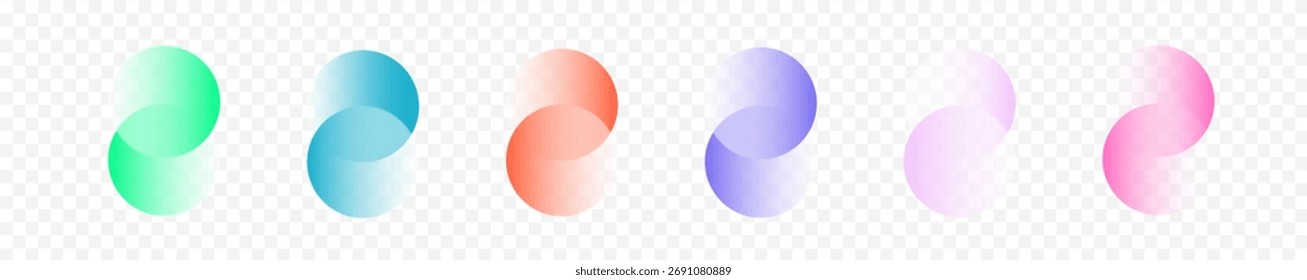 Transparent graphic design circles element . Connected round shapes. Company logo. Vector