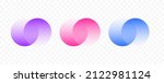 Transparent graphic design element, abstract circles. Connected round shapes for corporate identity. Company logo. Abstract transparent symbol of connected circles