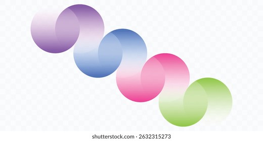 Transparent graphic design element, abstract circles. Connected round shapes for corporate identity. Company logo. Abstract transparent symbol of connected circles