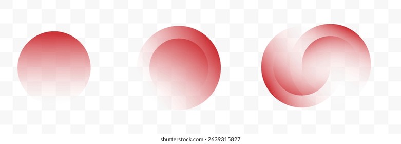 Transparent graphic design element, abstract circles. Connected round shapes for corporate identity. Company logo. Abstract transparent symbol of connected circles