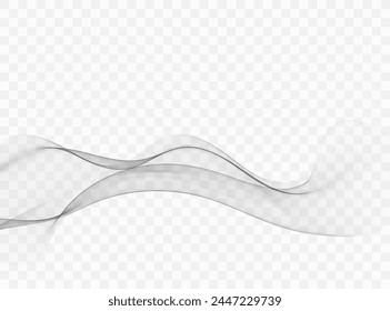 Transparent gray abstract wave, wavy lines.