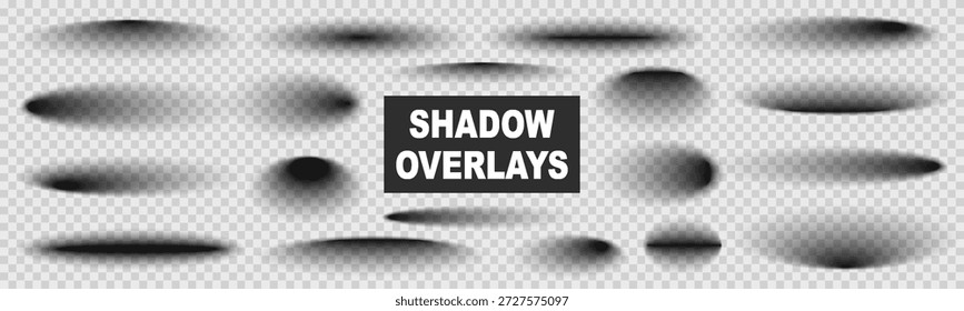 Sombras grises transparentes con bordes suaves aislados, efecto de sombra de gota, degradado redondo y ovalado suave