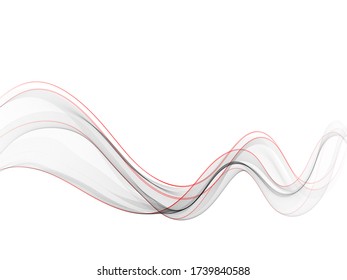 
Transparent gray wave stream with red lines. Abstract wave background. Design element for brochure, certificate, poster, web page.
