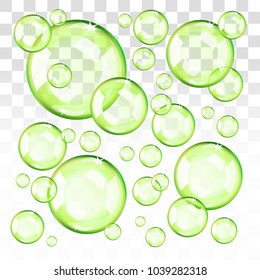 Transparent green bubbles. Eps 10 editable, gradients with transparency. Easy to pu over any background.