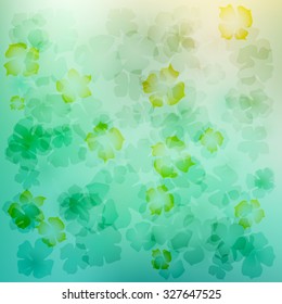 Transparent green flower. Abstract floral card with place for text art