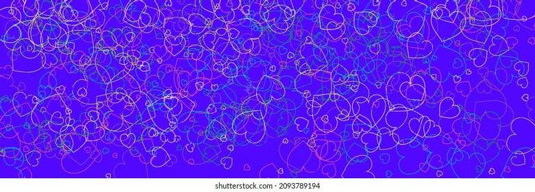 Transparent Green Hearts Blue Vector Art Illustration. Bright White Love Multicolor Purple Print. Pink Colorful Confetti Ornamental Fabrics. Rainbow Neon Party Violet Red Simple Romantic Pic.