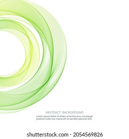 Transparent green round wave frame on white background, design element