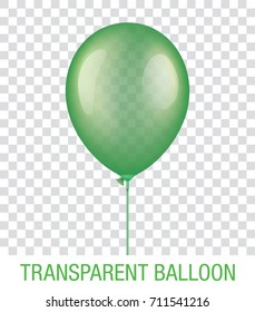 Transparent green vector balloon on a plastic stick, isolated on background. Realistic balloon illustration for party, celebration, festival, birthday or branding design decoration.