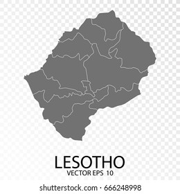 Transparent - Grey Map of Lesotho. Vector Eps 10.
