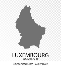 Transparent - Grey Map of Luxembourg. Vector Eps 10.