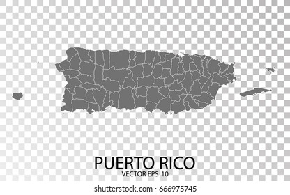 Transparent - Grey Map Of Puerto Rico. Vector Eps 10.